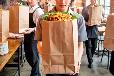 Bolsas de papel kraft para comida para llevar en restaurante