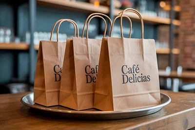 bolsa papel take away personalizada restaurantes comida para llevar